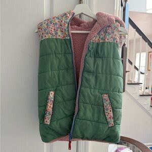 Mini Boden Green and Pink Floral Kids Vest